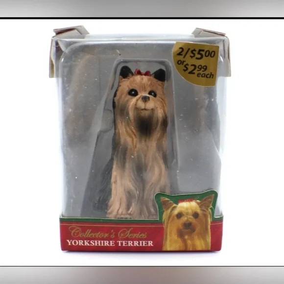 Yorkie Dog Ornament Vintage Figurine Pet Lover Christmas Decor Holiday Gifts - Picture 8 of 11
